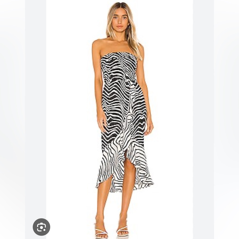 House of Harlow revolve Cory zebra print strapless dress zipper in back small